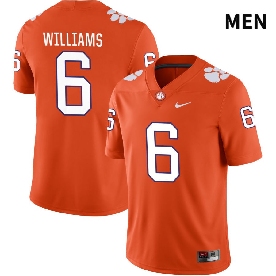 Men's Clemson Tigers E.J. Williams #6 College Orange NIL 2022 NCAA Authentic Jersey Freeshipping NGY40N2E